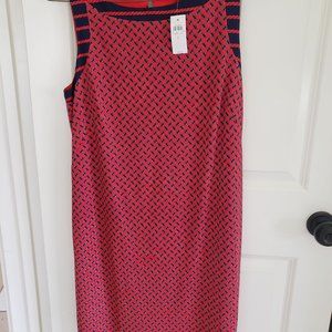 New Ann Taylor Sheath Dress, red and navy, sz. L